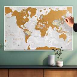 Scratch The World ?? - Most Detailed Travel Map Print With Coin Home Decor, Framed, Birthday Gift, 18Th, 21st, Gift For Him - thumbnail 2