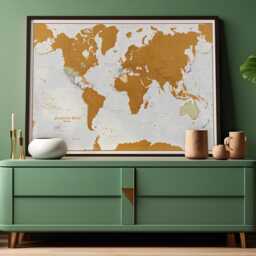 Scratch The World?? Map - Detailed Travel Birthday Gift Print With Coin - Framed