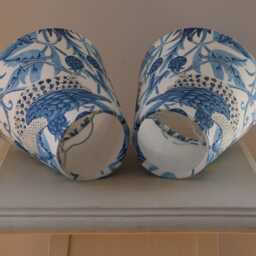 William Morris Strawberry Thief Woad Luxury Candle Clip Lampshade. Bespoke. Handmade. Wall Lights. Chandeliers - thumbnail 4