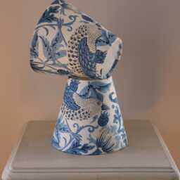 William Morris Strawberry Thief Woad Luxury Candle Clip Lampshade. Bespoke. Handmade. Wall Lights. Chandeliers - thumbnail 3