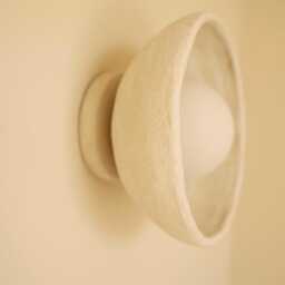 Round Clay Wall Sconce, Japanese-style Circular Lamp, Bedroom Light, Handmade Wall Light, White Lights, Scones - thumbnail 2
