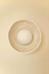 Round Clay Wall Sconce, Japanese-style Circular Lamp, Bedroom Light, Handmade Wall Light, White Lights, Scones - thumbnail 1