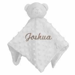 Embroidered White Blanket Or Teddy Comforter - Personalised Wrap & Booties Gift Set - New Baby Unisex Babyshower Newborn - thumbnail 3