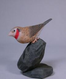 Cut-Throat Finch Hand Carved Wooden Bird - thumbnail 2