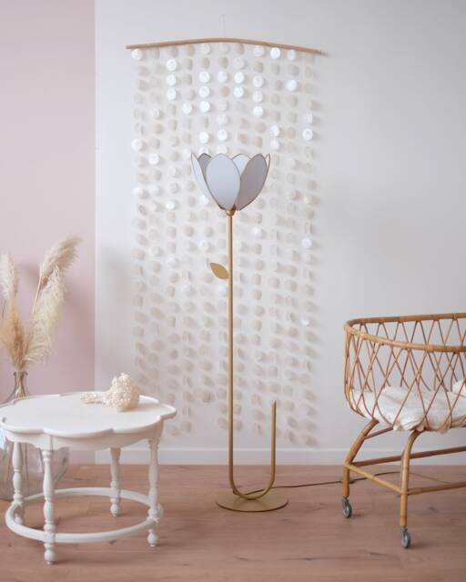 Simple Flower Floor Lamp & Lampshade - Baby Blue - image 1