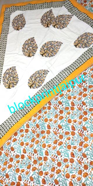 Hand Block Print Cotton Reversible Quilt Dohar, Summer Blanket, Cotton Quilt, King Size Quilt, Blanket & Throws, Cotton Double Bed - image 1
