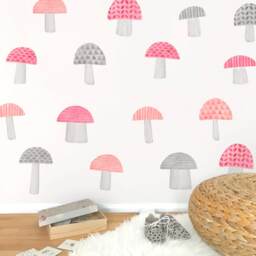 Mushrooms - Fabric Wall Decal Woodland Pink Collection Mej - thumbnail 3