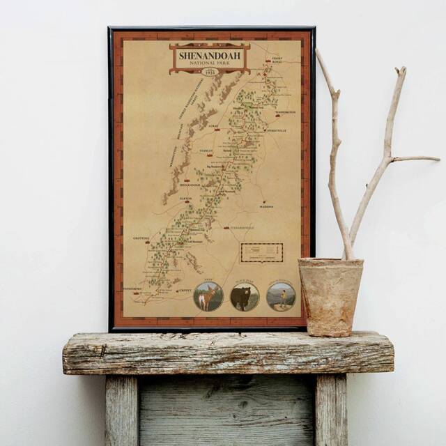 Shenandoah National Park Map Art Print, Virginia Travel Poster - image 1
