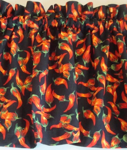 "Chili Peppers On Black Background Red, Orange, Yellow, Green Custom Made 42"" X 14" - image 1