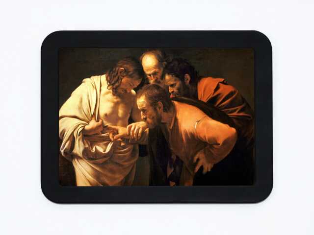 The Incredulity Of Saint Thomas Caravaggio Jesus Religious Catholic Christian Church Classic Painting Wooden Framed Art Print - image 1