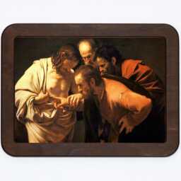 The Incredulity Of Saint Thomas Caravaggio Jesus Religious Catholic Christian Church Classic Painting Wooden Framed Art Print - thumbnail 3