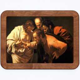 The Incredulity Of Saint Thomas Caravaggio Jesus Religious Catholic Christian Church Classic Painting Wooden Framed Art Print - thumbnail 2