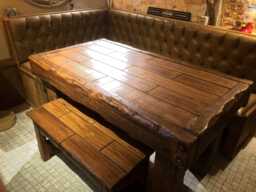 Chunky French Oak Dining Table With Bench
