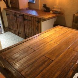 Chunky French Oak Dining Table With Bench - thumbnail 4