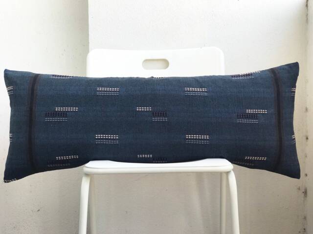 "Blue Indigo Linear Striped Lumbar Pillow Cover 14"" X 36" - image 1