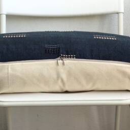 "Blue Indigo Linear Striped Lumbar Pillow Cover 14"" X 36" - thumbnail 4