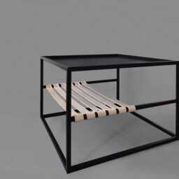 Industrial Steel Coffee Table Black Frame With Leather Shelf - thumbnail 2