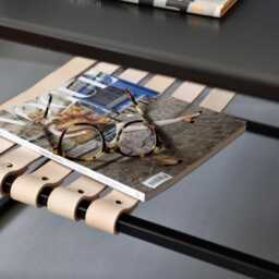 Industrial Steel Coffee Table Black Frame With Leather Shelf - thumbnail 3
