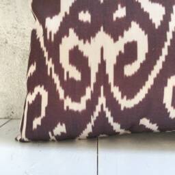 Silk Ikat Pillow Cover, Handwoven Accent Cushion - 16x24 - thumbnail 3