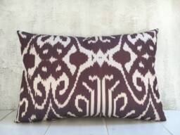 Silk Ikat Pillow Cover, Handwoven Accent Cushion - 16x24 - thumbnail 1