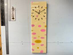 Cream & Pink Abstract Resin Wall Clock, Long Modern Unusual Home Decor, Luxury Clocks