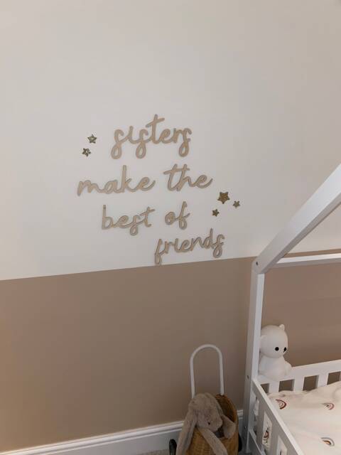 Sisters Wall Sign, Birch Ply Wood Letters, Nursery Decor - image 1