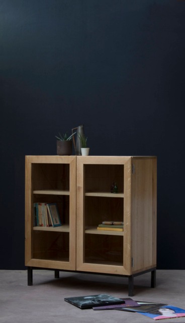 Konk ??? Industrial Display Cabinet Bespoke Sizes Available Glass Front Solid Oak & Steel Cabinet, Modern Tv Stand With Cupboard - image 1