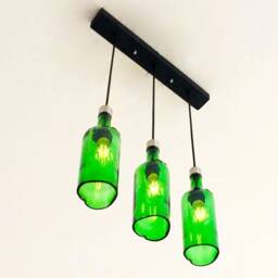 Industrial Light Fixture - Chandelier Ceiling Lamp Made From Glenfiddich Whiskey Bottles For Home, Bar & Kitchen Island - thumbnail 3