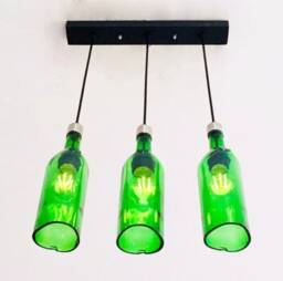 Industrial Light Fixture - Chandelier Ceiling Lamp Made From Glenfiddich Whiskey Bottles For Home, Bar & Kitchen Island