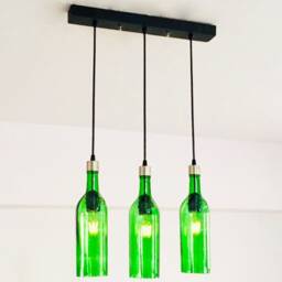 Industrial Light Fixture - Chandelier Ceiling Lamp Made From Glenfiddich Whiskey Bottles For Home, Bar & Kitchen Island - thumbnail 2