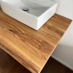 Vanity Top/Wooden Vanity Console Bathroom Sink Solid Oiled Oak 100% Customizable Natural Edge - thumbnail 3