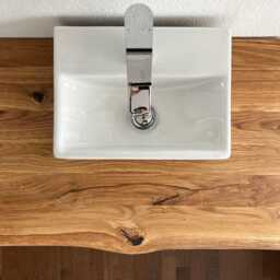 Vanity Top/Wooden Vanity Console Bathroom Sink Solid Oiled Oak 100% Customizable Natural Edge - thumbnail 2