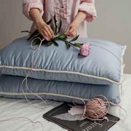 Blue Wool Pillow With Internal Foam Filled For Longevity - 1Pc. - Us Duty Paid - thumbnail 3