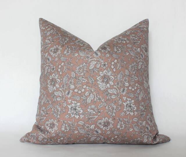 Dusty Rose Pillow Cover, Mauve Throw Pillow, Floral Designer Blush Pink - - image 1