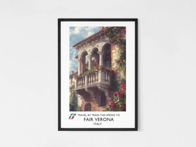 Romeo & Juliet Vintage Style Travel Poster - William Shakespeare Wall Art Print Home Decor Verona Italy Book Gift - image 1