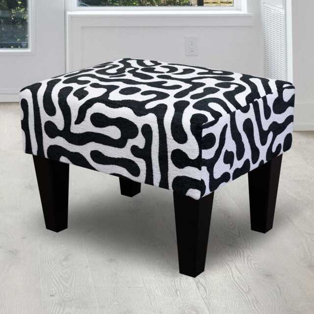 Zebra Footstool - Black & White Abstract Stool Handmade in Britain - image 1