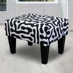 Zebra Footstool - Black & White Abstract Stool Handmade in Britain - thumbnail 1