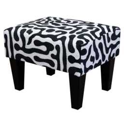 Zebra Footstool - Black & White Abstract Stool Handmade in Britain - thumbnail 2