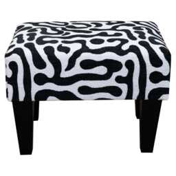 Zebra Footstool - Black & White Abstract Stool Handmade in Britain - thumbnail 3