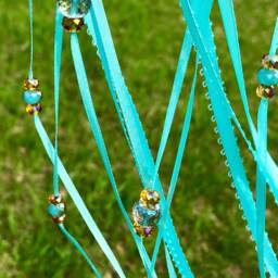 Turquoise & Brown Beaded Dreamcatcher, Boho Bedroom Decor, Baby Nursery Wall Crystal Glass Faceted Beads, Dream Catcher, Hanging - thumbnail 3
