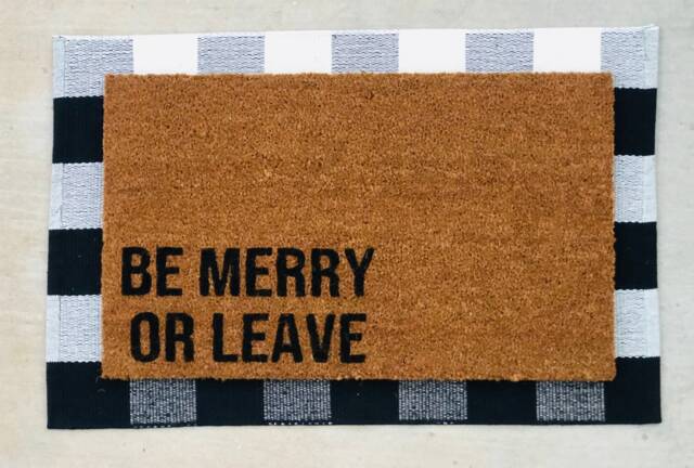 Be Merry Or Leave Doormat - Funny Christmas Welcome Mat Holiday Porch Decor Handmade Coir Sarcastic Gift Festive Entry Rug - image 1