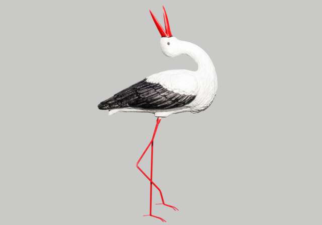 Stork Statue Large Wildlife Sculpture Feng Shui Decor Bird Outdoor Garden Art Figurine Animal Pond Lawn Ornament Yard Gift Open Beak Up