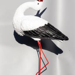 Stork Statue Large Wildlife Sculpture Feng Shui Decor Bird Outdoor Garden Art Figurine Animal Pond Lawn Ornament Yard Gift Open Beak Up - thumbnail 2
