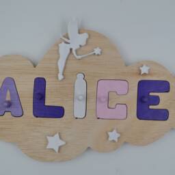 First Name Puzzle/Wooden Customizable Built-In Letters Cloud Original - thumbnail 4