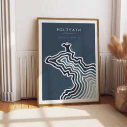 Polzeath Coastline Print Minimalist Coastal Wall Art, Modern Seascape Illustration, Beach Decor, Cornwall Print - thumbnail 3