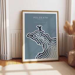 Polzeath Coastline Print Minimalist Coastal Wall Art, Modern Seascape Illustration, Beach Decor, Cornwall Print - thumbnail 1