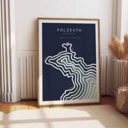 Polzeath Coastline Print Minimalist Coastal Wall Art, Modern Seascape Illustration, Beach Decor, Cornwall Print - thumbnail 2