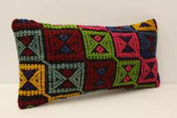 Kilim Pillow Cover, 10x20 Inches 25x50 cm, Turkish Cushion, Throw Cover Sofa Pillow, 4Yef-534 - thumbnail 1