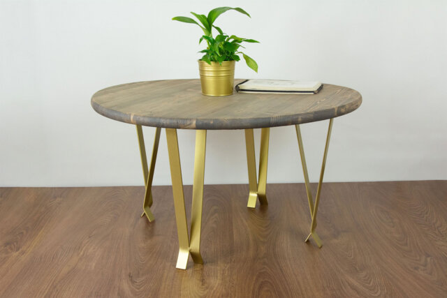 Metal Table Legs, Coffee End Steel Gold Gold/Brass Color - image 1