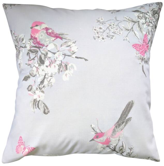 "Cushion Cover in Lilac Bird & Butterfly 14"" 16"" 18"" 20" - image 1